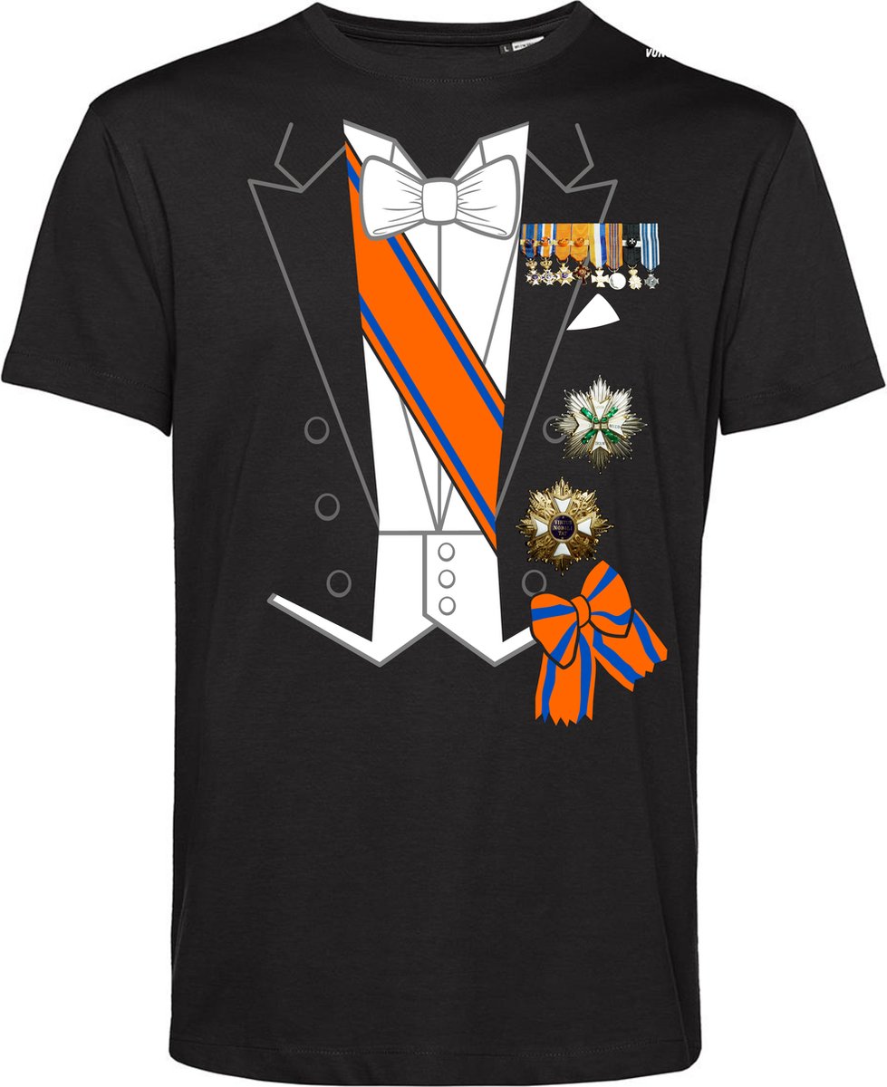 T-shirt Koning Kostuum | Koningsdag kleding | oranje t-shirt | Zwart | maat L